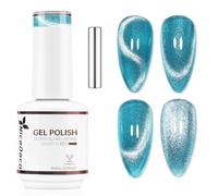 Nicedeco Esmalte Gel Cat Eye Magnético Verde Azulado Suave Transparente 15ml con Imán Efecto Cristal Brillante Larga Duración Brillo Reflectante Esmalte de Uñas UV Translúcido para Salón y DIY Vegano