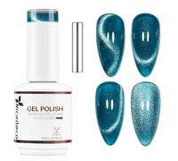 Nicedeco Esmalte Gel Cat Eye Magnético Verde Azulado Transparente 15ml con Imán - Efecto Cristal Brillante Larga Duración Brillo Reflectante Esmalte de Uñas UV Translúcido para Salón y DIY - Vegano