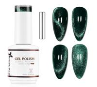 Nicedeco Esmalte Gel Cat Eye Magnético Verde Transparente 15ml con Imán - Efecto Cristal Brillante Larga Duración Brillo Reflectante Esmalte de Uñas UV Translúcido para Salón y DIY - Vegano