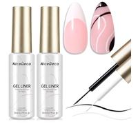 Nicedeco Esmalte Gel Liner Nail Art Blanco y Negro Linear para Uñas Soak Off UV LED Gel Polish With Pen Ideal Para Painting Drawing Lines Salon Home DIY Manicura, 2 x 8 ml