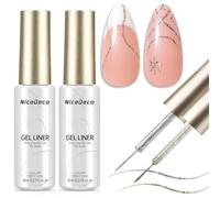Nicedeco Esmalte Gel Liner Nail Art Metálico Oro y Plata Linear para Uñas Soak Off UV LED Gel Polish With Pen Ideal Para Painting Drawing Lines Salon Home DIY Manicura, 2 x 8 ml