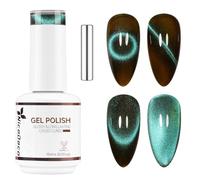 Nicedeco Esmalte Ojo Gato Semipermanente con Gel Ojo de Gato con Cambio de Color Magnético Meta-Cosmico Esmalte de Uñas de Gel Ojo de Gato con Imán para UV LED Nail Art Manicure Salon DIY -Vegano G504