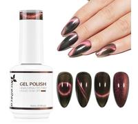 Nicedeco Esmalte Ojo Gato Semipermanente, Gel Ojo de Gato con Cambio de Color Magnético Meta-Cosmico Esmalte de Uñas de Gel Ojo de Gato para UV LED Nail Art Manicure Salon DIY- Vegano N309