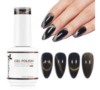 Nicedeco Esmalte Ojo Gato Semipermanente, Gel Ojo de Gato con Cambio de Color Magnético Meta-Cosmico Esmalte de Uñas de Gel Ojo de Gato para UV LED Nail Art Manicure Salon DIY- Vegano N317