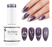 Nicedeco Esmalte Ojo Gato Semipermanente, Gel Ojo de Gato con Cambio de Color Magnético Meta-Cosmico Esmalte de Uñas de Gel Ojo de Gato para UV LED Nail Art Manicure Salon DIY- Vegano N303