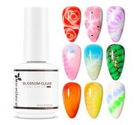 Nicedeco Esmaltes Semipermanentes para Uñas Blossom Gel Soak Off UV LED Uñas De Gel Transparente Blooming Flores Desiños Nail Art 15ml