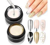 Nicedeco Gel de Pintura Metálica con Efecto Espejo, Esmalte Semipermanente de Uñas Plata Metalizada, 2 Unidades 8g, Esmalte Cromado Plata y Oro Metallic Gel Polish