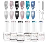 Nicedeco Kit 5ml 6 Colores Esmalte Gel Cat Eye Magnético Transparente con Imán - Efecto Cristal Líquido Brillante, Esmalte de Uñas UV Translúcido Reflectante Larga Duración para Salón y DIY - Set 61