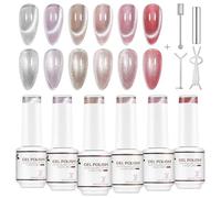 Nicedeco Kit 5ml 6 Colores Esmalte Gel Cat Eye Magnético Transparente con Imán - Efecto Cristal Líquido Brillante, Esmalte de Uñas UV Translúcido Reflectante Larga Duración para Salón y DIY - Set 57