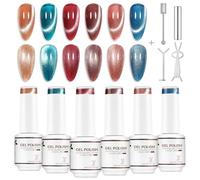 Nicedeco Kit 5ml 6 Colores Esmalte Gel Cat Eye Magnético Transparente con Imán - Efecto Cristal Líquido Brillante, Esmalte de Uñas UV Translúcido Reflectante Larga Duración para Salón y DIY - Set 58