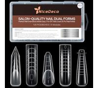 Nicedeco Moldes de Uñas Duales, Dual System Nail Molds 120 Pcs 5 Shapes False Nails Extension Builder DIY Manicure Tools Reutilizable Transparente para Polygel Acrílico UV Gel Nail Art Design - 003