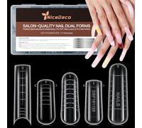 Nicedeco Moldes de Uñas Duales, Dual System Nail Molds 120 Pcs 5 Shapes False Nails Extension Builder DIY Manicure Tools Reutilizable Transparente para Polygel Acrílico UV Gel Nail Art Design - 002