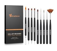Nicedeco Nail Brushes, 9 Pieces Nail Art Pens, Double Ended Brushes Set Painting Drawing Dotting Manicure Line Tool Designs French Manicure for Home Salon DIY Decoration