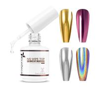 Nicedeco No Wipe Top Coat Semipermanentes para Polvo de Cromo Esmaltes Semipermanentes para Uñas Capa Superior UV LED Soak Off Uñas De Gel 15ml