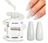 Nicedeco No Wipe Top Coat Semipermanentes Pearl Effect, 15ml Capa Superior Brillo de Concha Nacarada Sparkle Sparky Gel de Uñas Brillante UV LED Soak-Off Manicura Pedicura Home Salon DIY - 011
