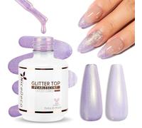 Nicedeco No Wipe Top Coat Semipermanentes Pearl Effect, 15ml Capa Superior Brillo de Concha Nacarada Sparkle Sparky Gel de Uñas Brillante UV LED Soak-Off Manicura Pedicura Home Salon DIY - 016