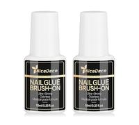 Nicedeco Pegamento Fuerte de Uñas - Adhesivo con Pincel para Uñas Postizas y Tips Rápidas, Inodoro Adherencia Duradera, Fórmula Cruelty Free y Vegana No se Necesita Lámpara UV Nail Glue 2 × 10ML