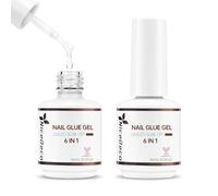 Nicedeco Pegamento Para Uñas 6 En 1 Pegamento Uñas Gel Nail Glue, 2Pcs 15 ML Pegamento Para Uñas Postizas Ultrarrápido Con Pincel, Adhesivo Transparente Nail Bond Acrílicas