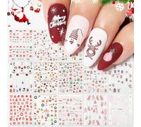 Nicedeco Pegatinas Para Uñas de Navidad 15 Hojas Autoadesiva 5D Nail Art Stickers Decoración Etiqueta Adhesivos para Decoraciones de Uñas de DIY