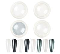 Nicedeco Pigmento Cromo Para Uñas Pearl Chrome Powder Aurora Polvos Croma Para Arte de Uñas con Glitter, Color Blanco Perla 4 Colores Decoración de Uñas Efecto Espejo Chrom Nail Powder