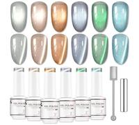 Nicedeco Set Gel de Uñas Ojo de Gato Efecto Peludo con Imán - Brillo Holográfico Reflectante Textura Cristal Translúcida - Esmalte UV LED Remojable, Larga Durabilidad para Salón y DIY 6x5ML Kit 81