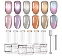 Nicedeco Set Gel de Uñas Ojo de Gato Efecto Peludo con Imán - Brillo Holográfico Reflectante Textura Cristal Translúcida - Esmalte UV LED Remojable, Larga Durabilidad para Salón y DIY 6x5ML Kit 82
