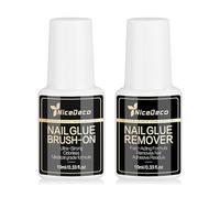 Nicedeco Set Pegamento y Disolvente para Uñas No se Necesita Lámpara con Pincel Adhesión Fuerte Duradera Sin Irritaciones para Uñas Postizas y Press on Nails Fácil Aplicación y Desmontaje 2 × 10ML