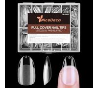 Nicedeco Uñas Postizas Almendra, 216 Piezas Transparentes Para Uñas Tips Uñas Cortas 12 Tamaños Soft Gel Puntas De Uñas，Adecuado Para Salones De Manicura Y Bricolaje Doméstico，NPON007