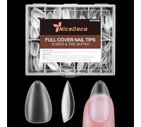 Nicedeco Uñas Postizas Almendra, 216 Piezas Transparentes Para Uñas Tips Uñas Cortas 12 Tamaños Soft Gel Puntas De Uñas，Adecuado Para Salones De Manicura Y Bricolaje Doméstico，NPON008
