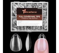 Nicedeco Uñas Postizas Almendra, 216 Piezas Transparentes Para Uñas Tips Uñas Cortas 12 Tamaños Soft Gel Puntas De Uñas，Adecuado Para Salones De Manicura Y Bricolaje Doméstico，NPON009