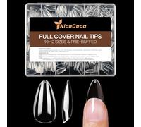 Nicedeco Uñas Postizas de Gel False Nails, 504 Piezas 12 Tamaños Clear Soft Tips Forma Stiletto Largo Pre Shaped Tips Transparentes Suaves Cobertura Completa para Extensiones de Gel - 014