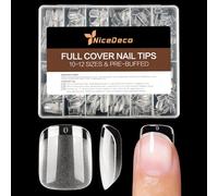 Nicedeco Uñas Postizas de Gel False Nails, 504 Piezas 12 Tamaños Forma Corta Cuadrada Tips Preformados Suaves Cobertura Completa para Extensiones de Gel Press on Nails - 011
