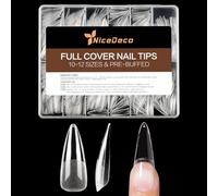 Nicedeco Uñas Postizas de Gel False Nails, 504 Piezas 12 Tamaños Uñas Stiletto Largas Mate Suave Tips de Gel Preformados Full Cover para Extensiones Uñas Postizas Prensadas - 016