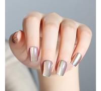 Nicedeco Uñas Postizas Press On Nails Aurora Cat Eye, Uñas Acrílicas Autoadhesivas, 30 Unidades 10-13 Tallas, Efecto Aurora y Ojo de Gato, Decoradas Reutilizables para Uso Diario y Fiestas - 01