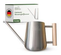 NICEGARDEN regadera Plantas de Acero Inoxidable 1 L | regadera de diseño con asa de Madera | Extra Estable y Elegante Piso, casa, jardín y balcón