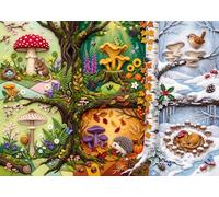 NiceGo Rompecabezas de 1000 piezas para adultos, bosque encantado de las cuatro estaciones, hongos de fieltro caprichoso, erizo y vida silvestre, 27.5 x 19.7 pulgadas, regalo de la naturaleza