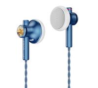 NICEHCK EB2S Pro Flat Head Earbuds: 1DD 15,4 mm LCP Dynamic Driver Auriculares con micrófono, cable trenzado OCC plateado, con cable, bajo IEM simétrico, sonido estéreo HiFi,
