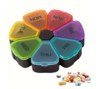 NICEIN®Pastillero Semanal,Pastillero de 7 Días,Pastillero Diario sin BPA,Pastillero Semanal 1 Toma,Pastillero Grande a Prueba de Humedad,Puede Almacenar Medicamentos, Vitaminas (Pétalos - Negro)