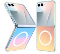 nicekool Magnética Funda para Samsung Galaxy Z Flip 7, Compatible con MagSafe, Protección contra Caídas Antigolpes Caso, Antihuellas Trasera Translúcida Escarchado Case, Crepúsculo Rojizo