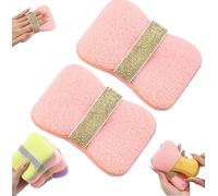 Nicelifehack Double-Sided Bath Foaming Bag, 2 in 1 Bathroom Soap Sponge Bath Sponges, 2PCS Net Sponges for Shower, Exfoliating Mesh Pouch for Bar Soap, Quick Drying (Rough-pink)