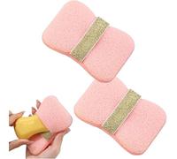 Nicelifehack Double Sided Bath Foaming Bag, 2 in 1 Bathroom Soap Sponge for Shower Exfoliating, Quick Lather & Reusable Mesh (2pcs * Rosa)