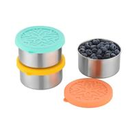 nicelock Recipientes pequeños de acero inoxidable para almacenamiento de alimentos con tapas de silicona, 220 ml, 3 unidades, cajas de almuerzo para aperitivos, cajas de preparación de comidas, sin