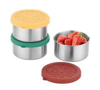 nicelock Recipientes ronda guardar alimentos de Acero Inoxidable con Tapa de Silicona, | 220 ml | Recipiente para Salsas, Aderezo para Llevar, A Prueba de Fugas, Reutilizable | Sin BPA | 3 unidades