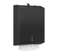 NICEME Dispensador de Toallas de Papel con Cerradura de Acero Inoxidable para Toallas de Papel Plegables en H2 y en Z, Capacidad de 350 a 550 Hojas, para Oficinas, Hoteles y Restaurantes, Negro