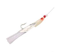 Niceminiwall 5 piezas para aparejos Sabiki para cebo de arenque, arnés de señuelo de pesca de 6 ganchos con cabezas rojas, flash de aluminio blanco, cuentas Lumi y eslabones a presión, ganchos de