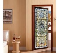 Niceminiwall Adhesivo mural 3D para puerta de vitral, PVC, impermeable, extraíble, para decoración del hogar (0)