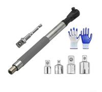 Niceminiwall Barra de extensión profesional de llave de vaso con adaptador de cabeza múltiple, barra de interruptor de enchufe de alto par de 16.93 pulgadas, mango de acero cromado para herramientas