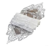 Niceminiwall Camino de mesa bordado de encaje transparente de mezcla de algodón y poliéster con intrincado patrón floral para mesa de comedor, decoración de gabinete, elegante europeo (26 x 150 cm)