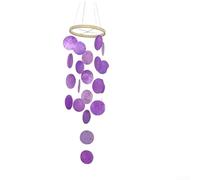 Niceminiwall Carillón de viento de concha para exterior | Carillón de viento de concha marina de cristal | Para decoración de patio/jardín/porche | Campana de viento hecha a mano verde (morado)