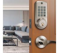 Niceminiwall Cerradura de puerta electrónica de entrada sin llave con función de bloqueo automático, contraseña antimiradas y teclado retroiluminado para seguridad del hogar, aleación de zinc